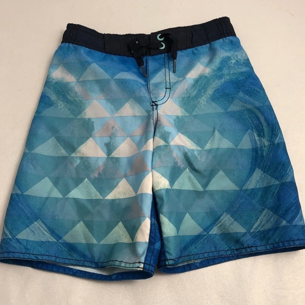 Old Navy blue green drawstring swim trunks S = 6/7